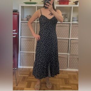 Navy Polka Dot Slip Dress